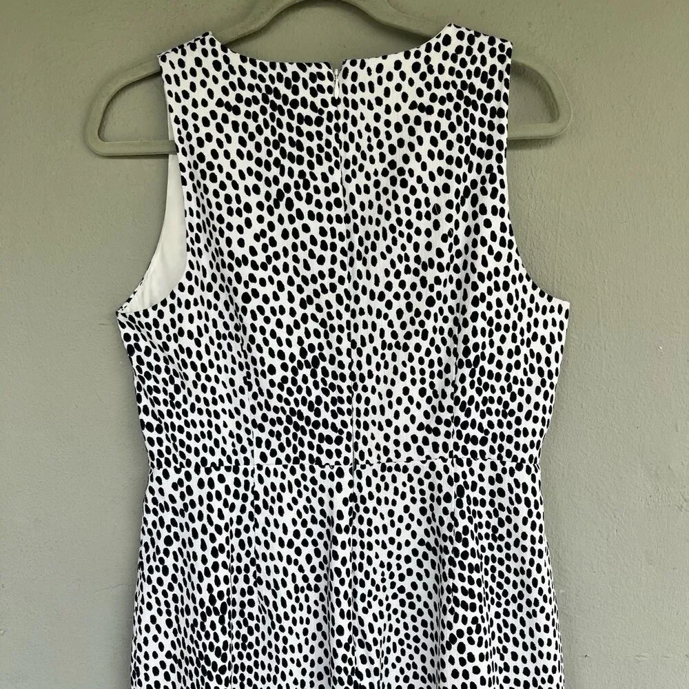J.Crew Sheath Dress Womens 12 Navy White Polka Dot Sleeveless Career Cocktail
